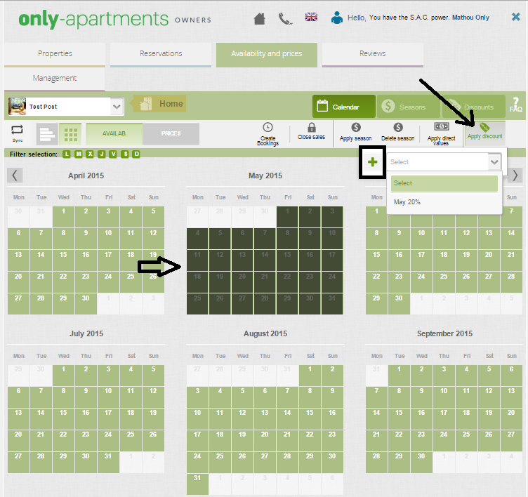 How to apply discounts, offers and peak seasons
