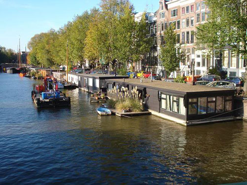 The houseboats in Amsterdam
